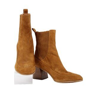 Davos Gomma Napoleoni Sz 41 Brown Leather Upper Synthetic Sole 2.5" Boots